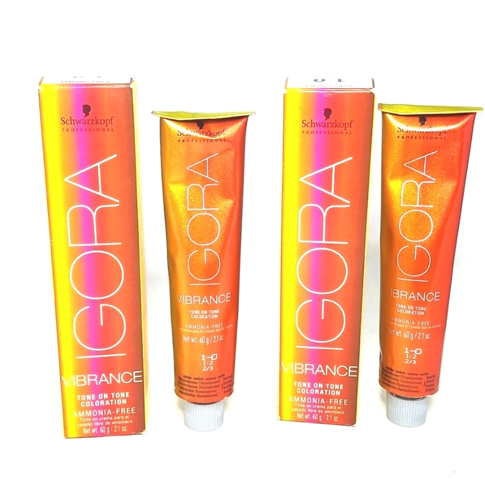 NEW **Lot of 2** Schwarzkopf Igora Vibrance Coloration 1-0 Black Professional Ha